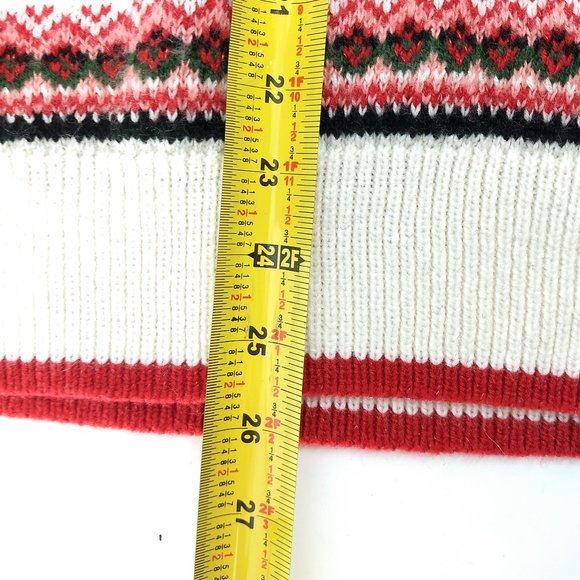Cable Knit Sweater Nordic Ski Women M White Red - Picture 7 of 7